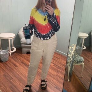 Colorful Tie-Dye Long Sleeve Crop Top